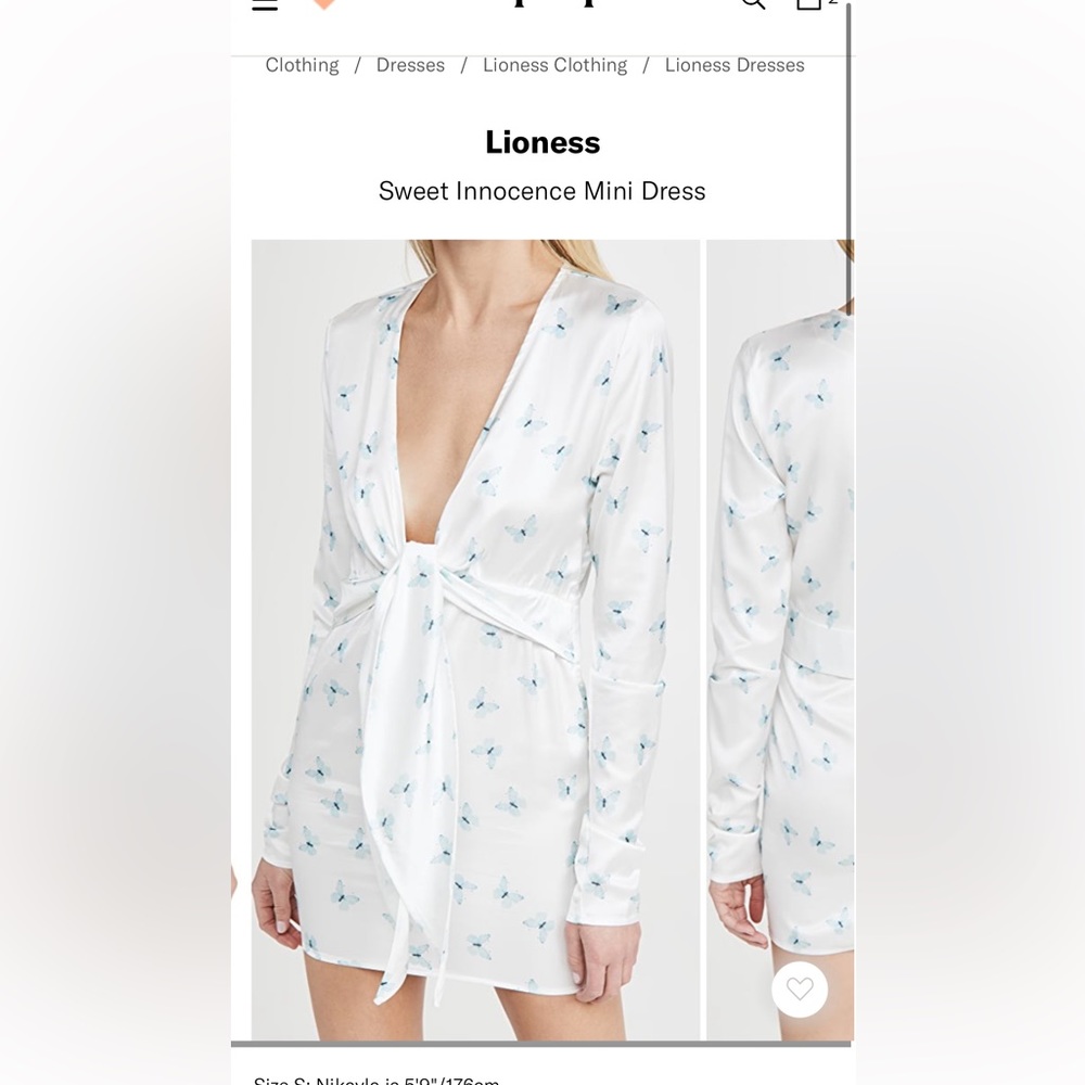Lioness blue silk mini dress with wrap front - size XS